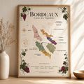 Affiche Bordeaux Carte des Vignobles 50x70 cm encadrée