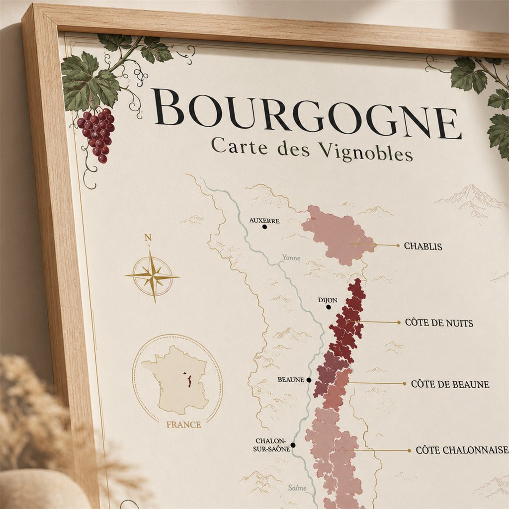 Bourgogne - Carte des Vignobles - Zoom détail