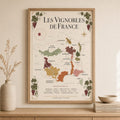 Affiche France Carte des Vignobles 50x70 cm encadrée
