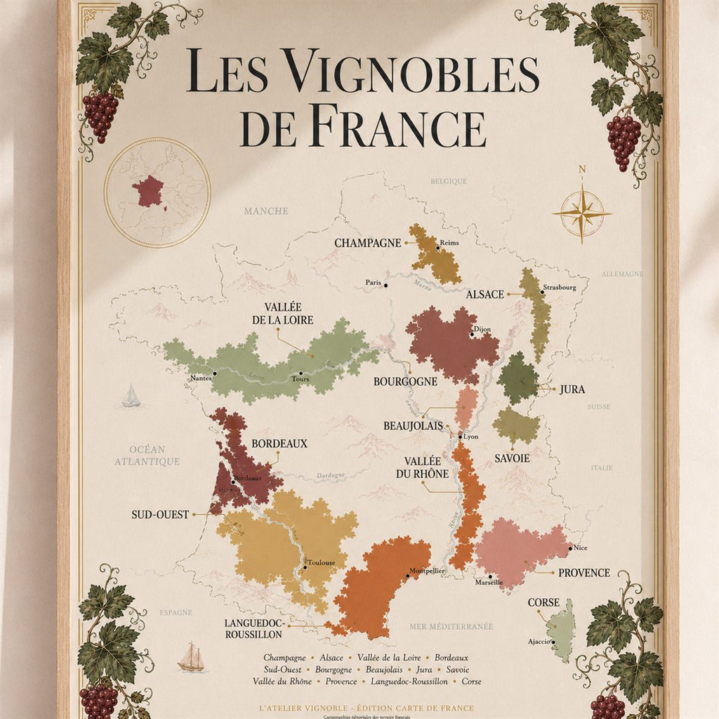 Affiche France Carte des Vignobles 50x70 cm zoom détail