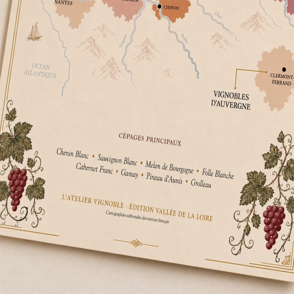 Affiche Vallée de la Loire Carte des Vignobles 50x70 cm zoom appellations