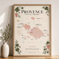 Affiche Provence Carte des Vignobles 50x70 cm encadrée