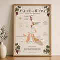 Affiche Vallée du Rhône Carte des Vignobles 50x70 cm encadrée